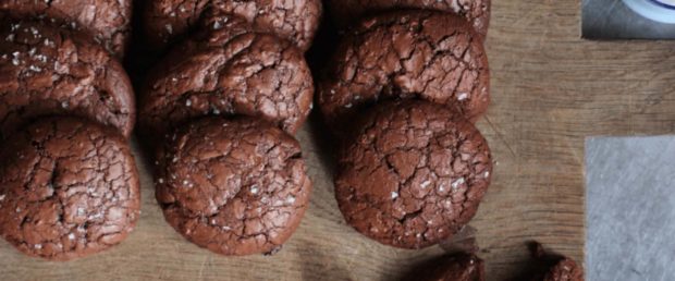 Chocolate salted rye cookies