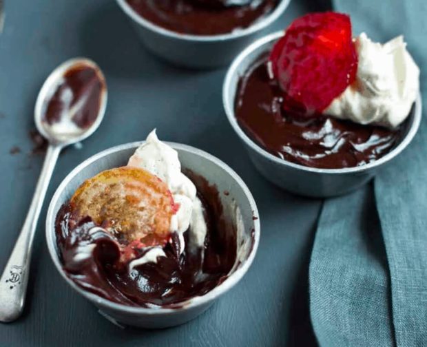 Chocolate pot with Candied Beetroot