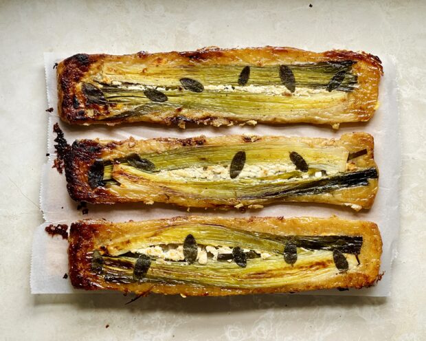 Upside down leek tart